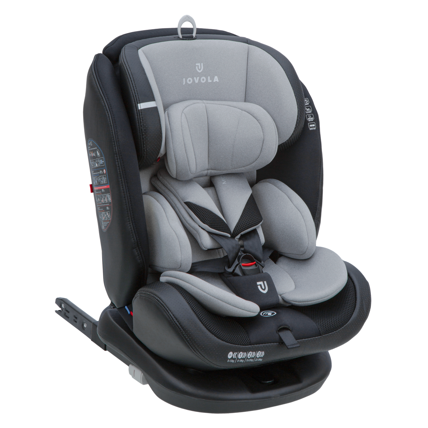 Автокресло JOVOLA MOON ISOFIX группа 0+1+2+3 (0-36 кг) черный-св.серый - фото 12