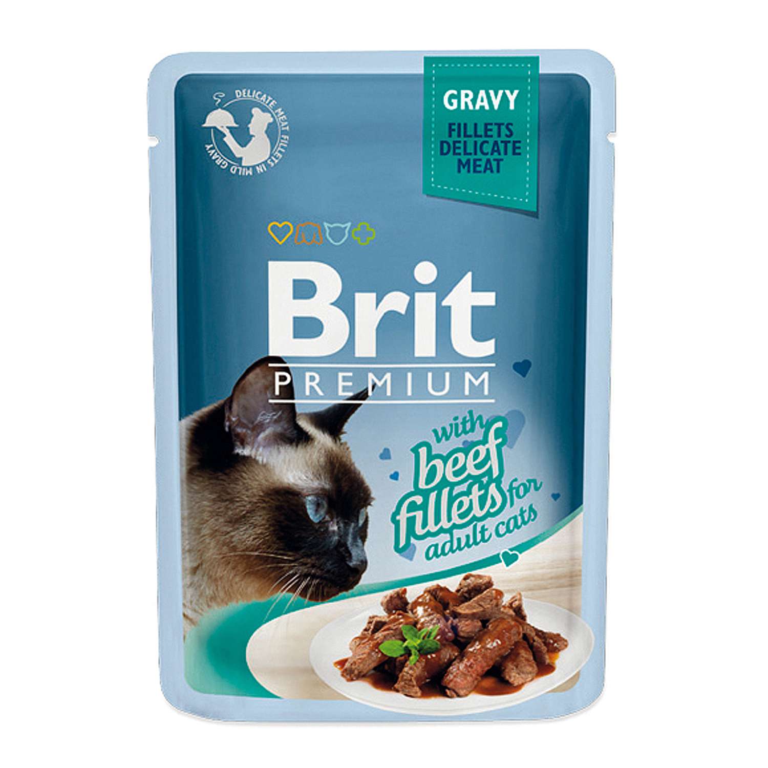 Корм влажный для кошек Brit Premium 85г говядина в соусе - фото 1