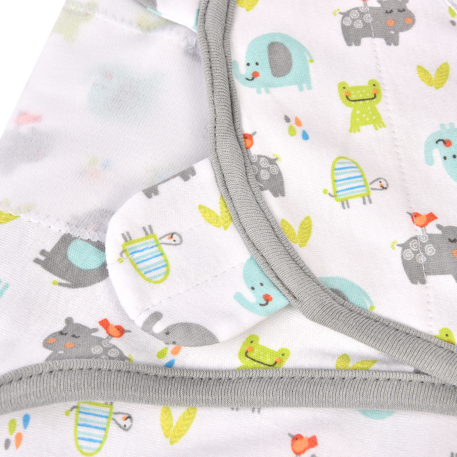 Конверт для пеленания Summer Infant SwaddleMe Слоники Бегемотики на липучке SM Серый - фото 7