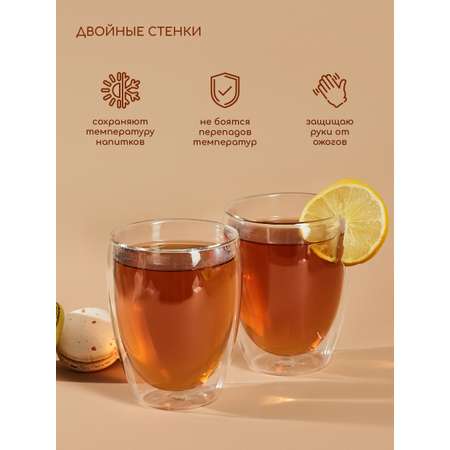 Стаканы стеклянные с двойными стенками Multistore 2 шт 350 мл