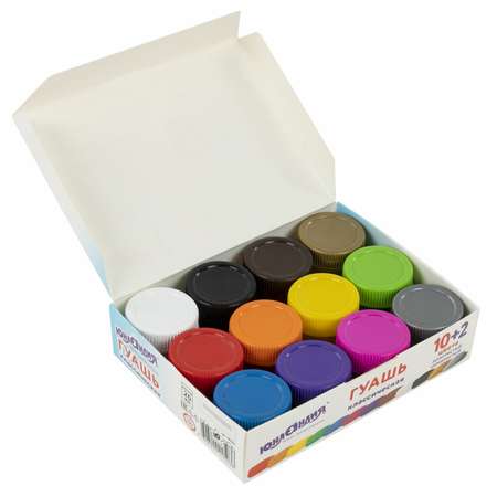 Гуашь Юнландия краска для рисования школьная 12 цветов по 20 мл