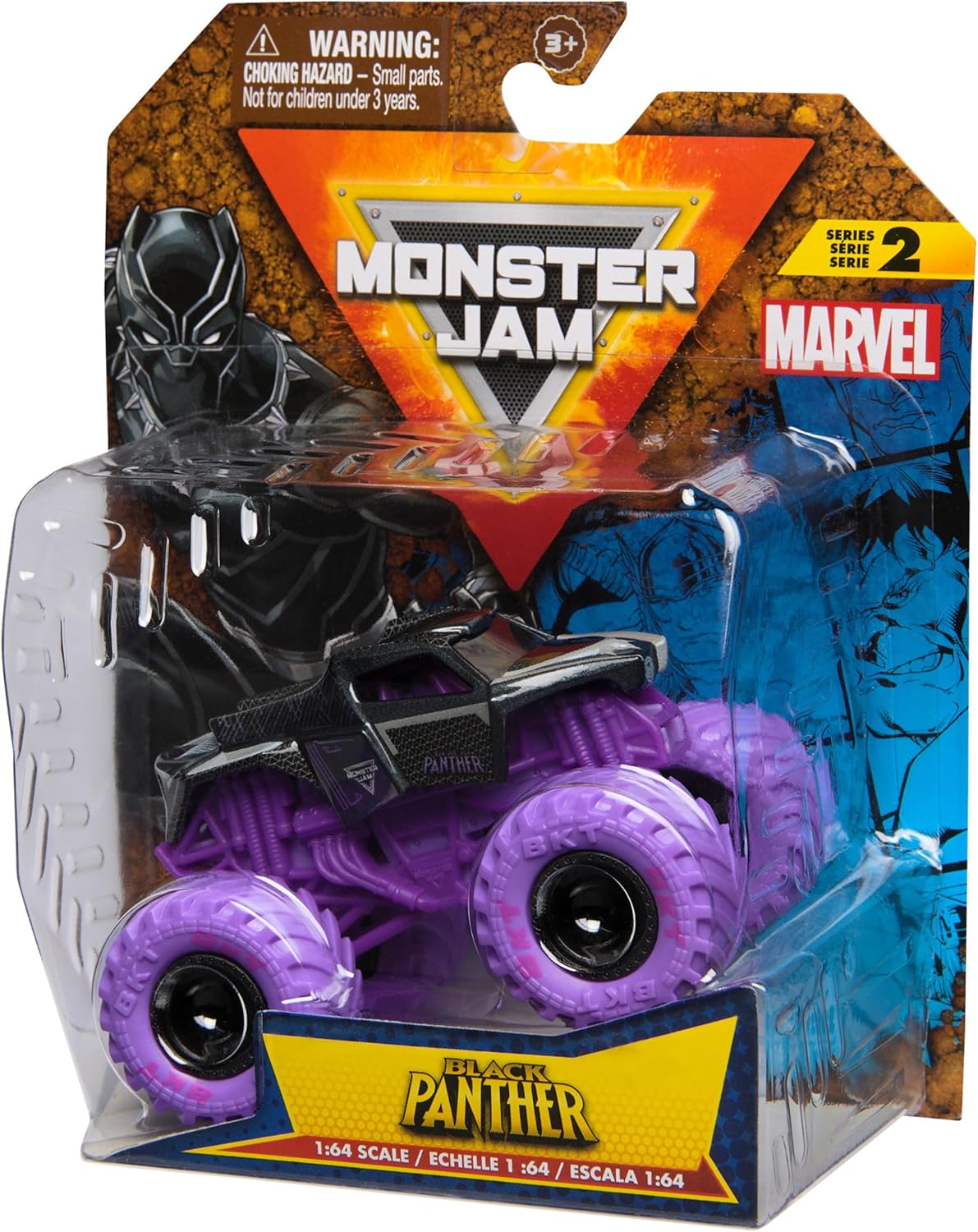 Монстр-трак Monster Jam Marvel Black Panther 1:64 фиолетовый 6069960 - фото 7