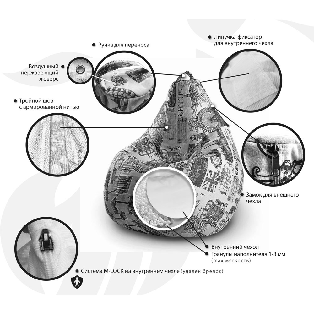 Кресло-мешок груша MyPuff размер XXL миди хлопок - фото 7