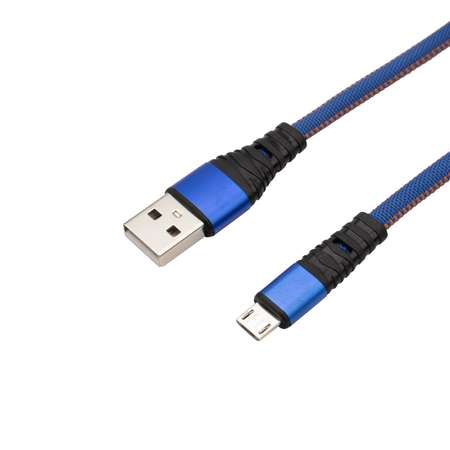 Кабель REXANT USB - microUSB 1 метр в синей джинсовой оплетке