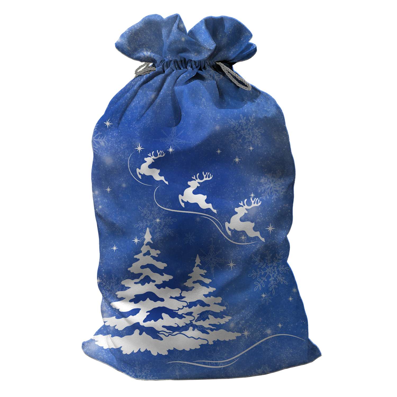 Мешок для подарков sfer.tex Деда Мороза 65х115 см Новогодний лес синий - фото 1