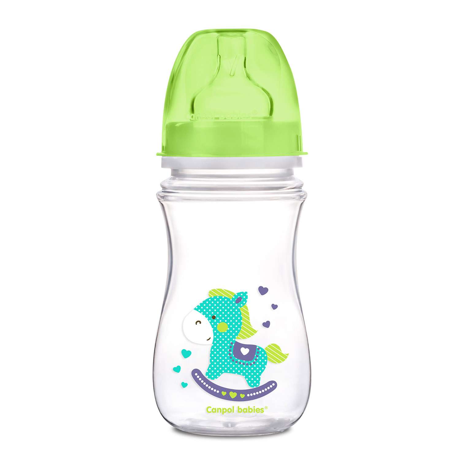 Бутылочка Canpol Babies Easy Start Toys антиколиковая с широким горлышком 240мл Зелёная - фото 1