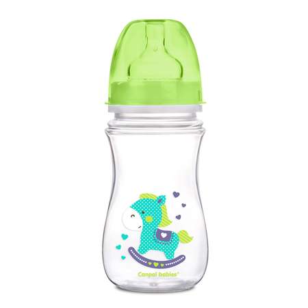 Бутылочка Canpol Babies Easy Start Toys антиколиковая с широким горлышком 240мл Зелёная