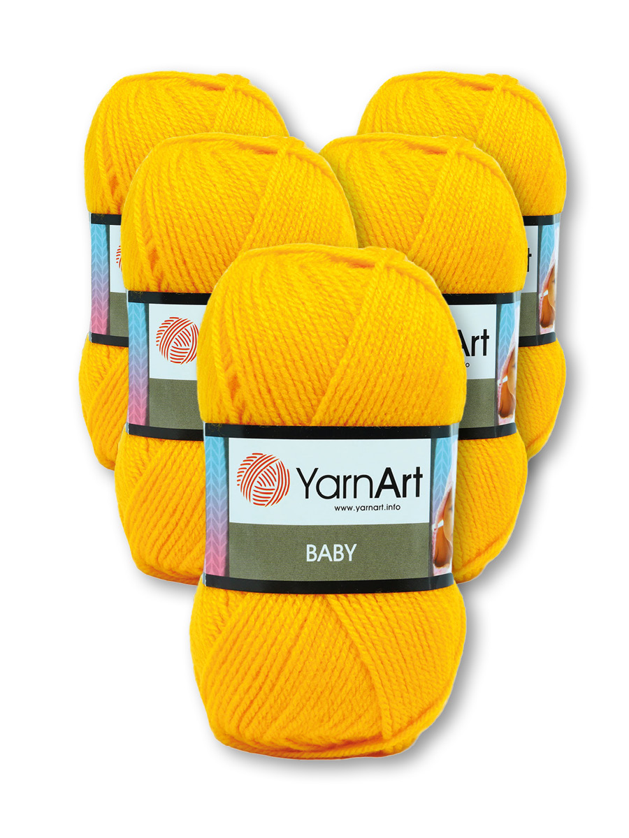 Пряжа для вязания YarnArt Baby 50 гр 150 м акрил мягкая детская 5 мотков 586 желтый - фото 6