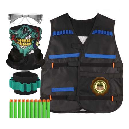 Набор с жилетом защитным Комбат Вомбат  тактический бронежилет для стрельбы из бластера Нерф Зомби пистолета Nerf Zombie