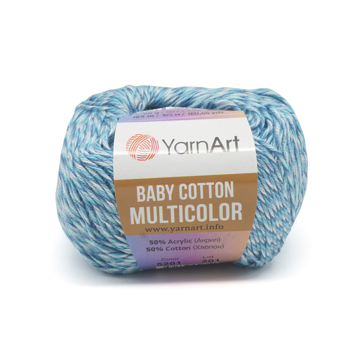 Пряжа для вязания YarnArt Baby cotton multicolor 50 гр 165 м хлопок акрил детская 10 мотков цвет 5201 - фото 4