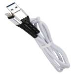 Дата-кабель mObility USB – Lightning 3А тканевая оплетка белый