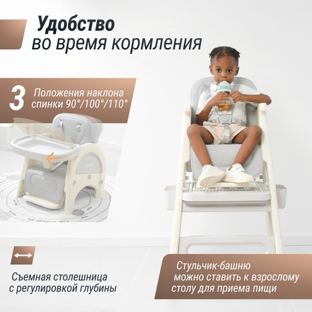 Стул для кормления Трансформер UNIX Kids Cloud 3 in 1 Grey