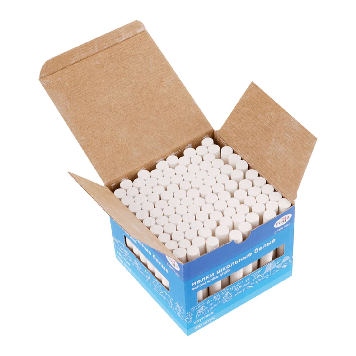 Мелки школьные Гамма белые 100 шт мягкие круглые картонная коробка - фото 2