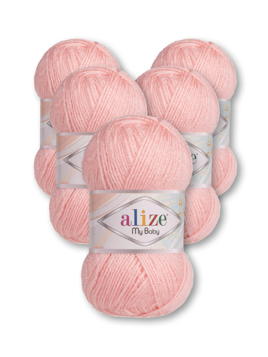 Пряжа для вязания Alize my baby 50 г 150 м акрил мягкая гипоаллергенная 556 пудра 5 мотков - фото 3