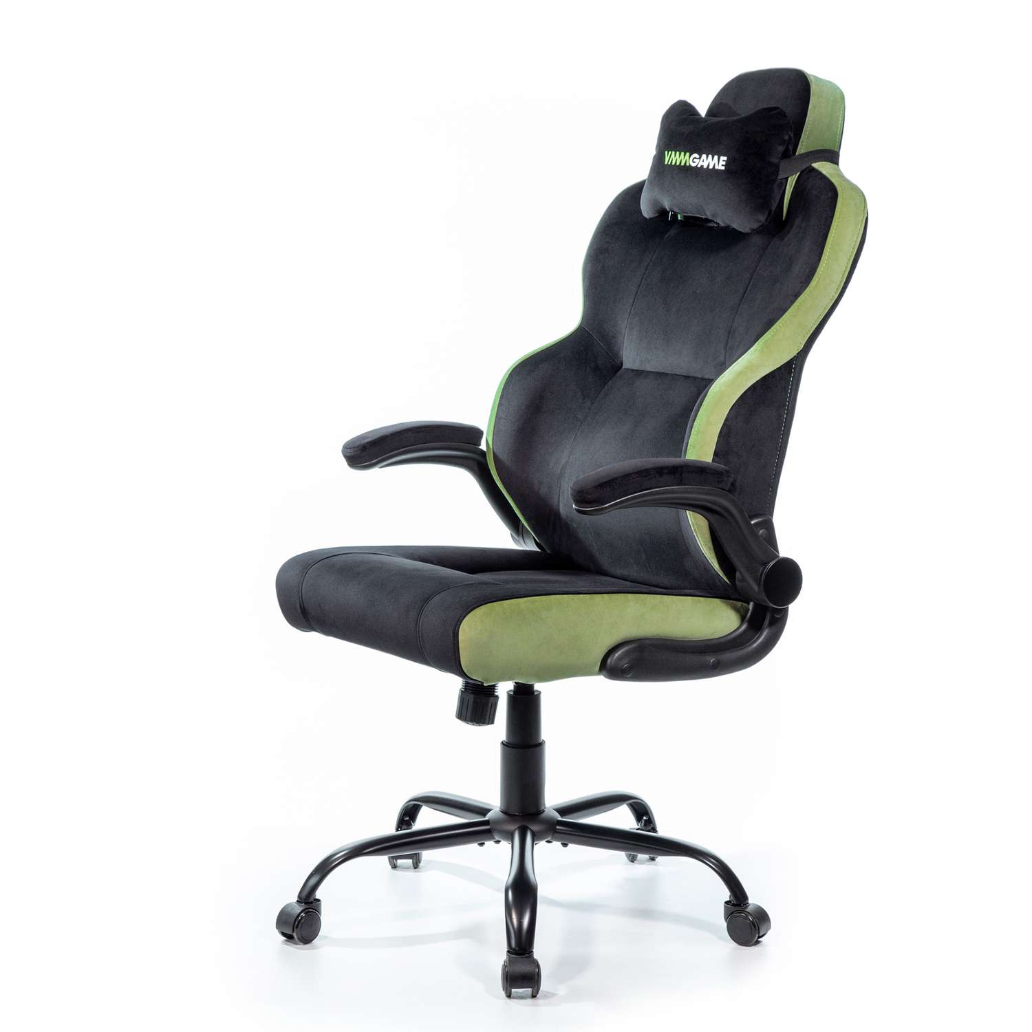 Кресло компьютерное VMMGAME UNIT велюр черно-зеленый - фото 1