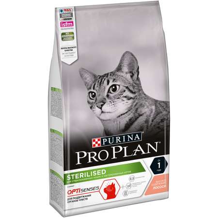Корм сухой для кошек PRO PLAN 1.5кг с лососем при стерилизации и кастрации для поддержания органов чувств
