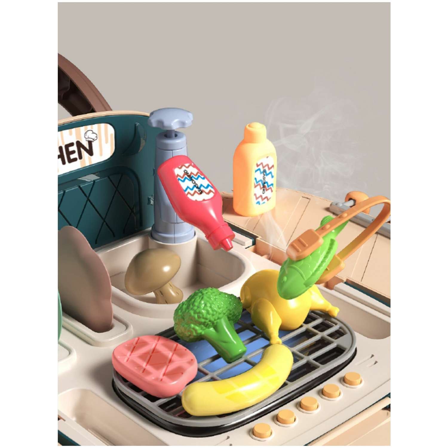 Кухонная корзина с барбекю SHARKTOYS краном посудой и продуктами - фото 10