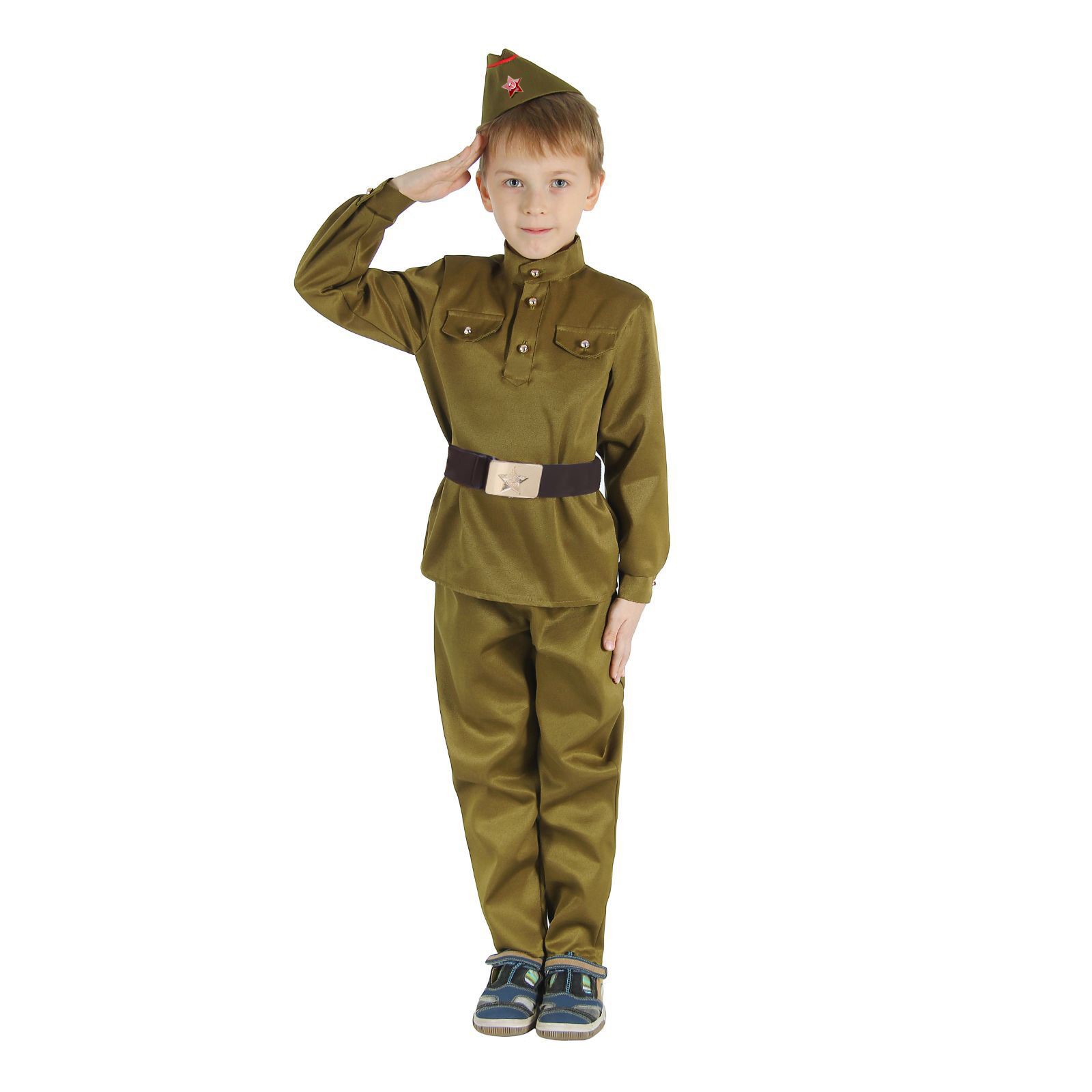Маскарадный костюм Страна карнавалия военного для мальчика с пилоткой размер 44 Страна карнавалия 3605089 - фото 1