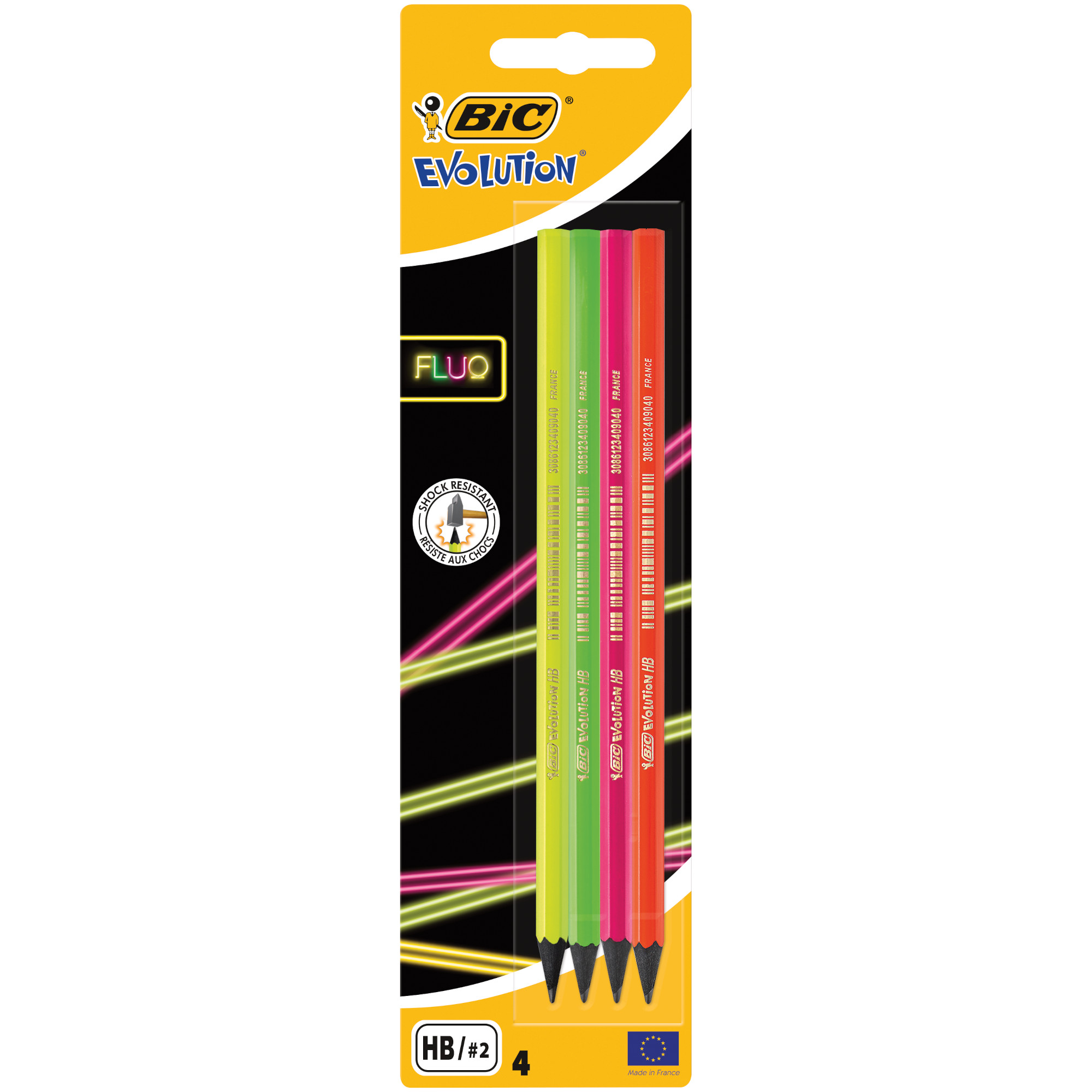 Набор карандашей BIC Evolution Fluo 4 штуки - фото 1