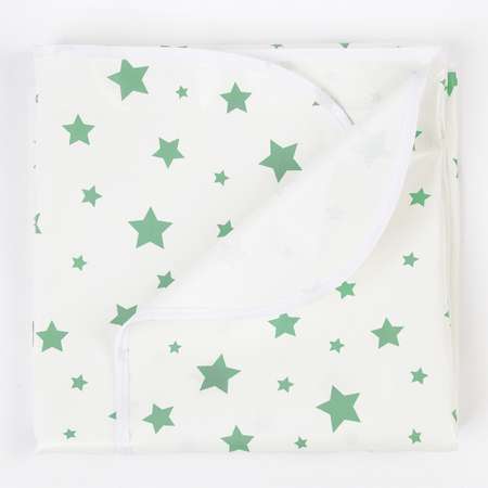 Клеёнка inlovery подкладная с окантовкой в кроватку 70х100см зеленые звездочки