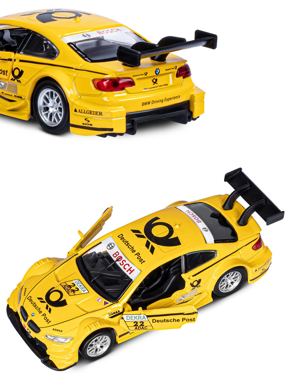 Машинка металлическая АВТОпанорама игрушка детская Bmw желтый JB1251208 - фото 8