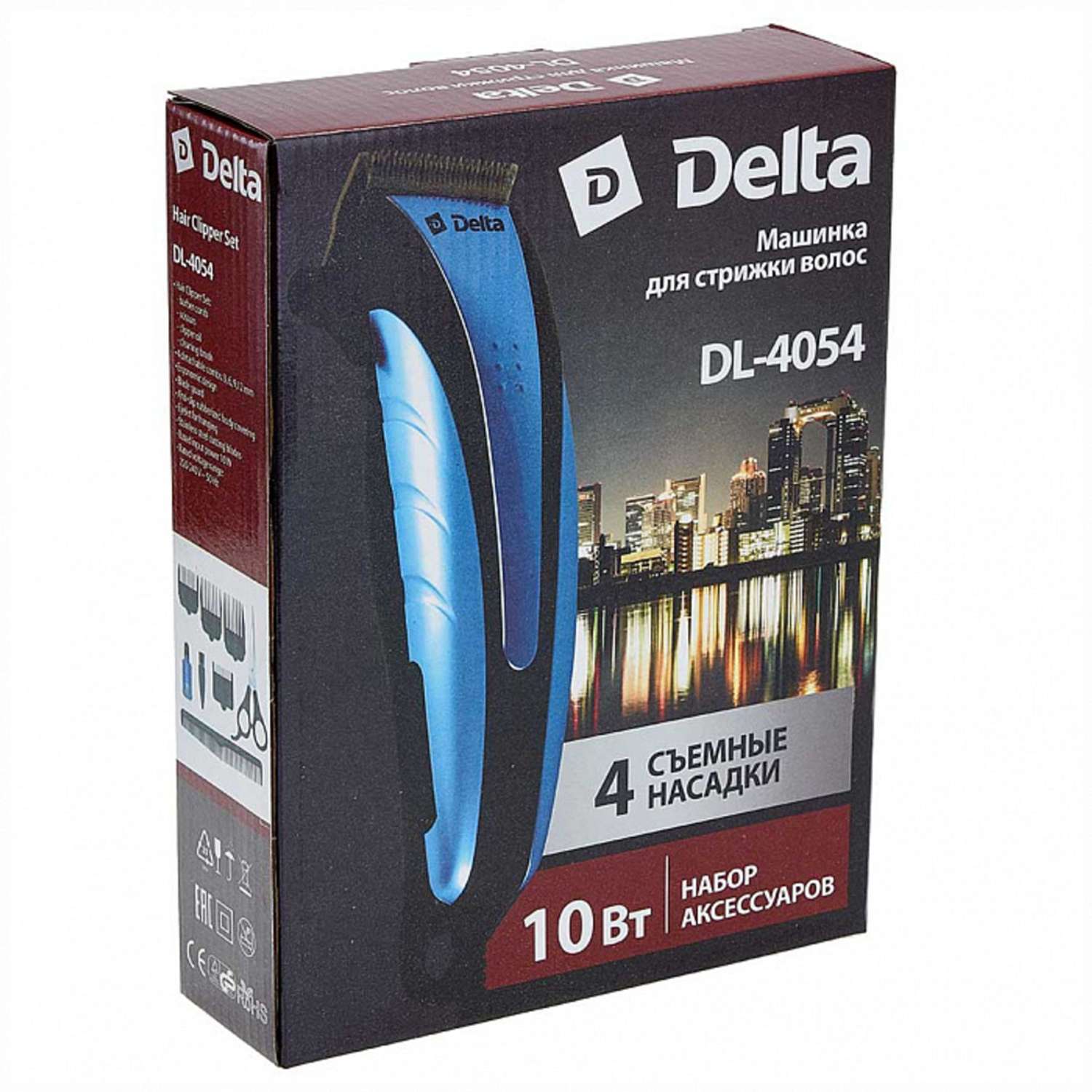 Машинка для стрижки волос Delta DL-4054 шампанское 10Вт 4 съемных гребня - фото 3