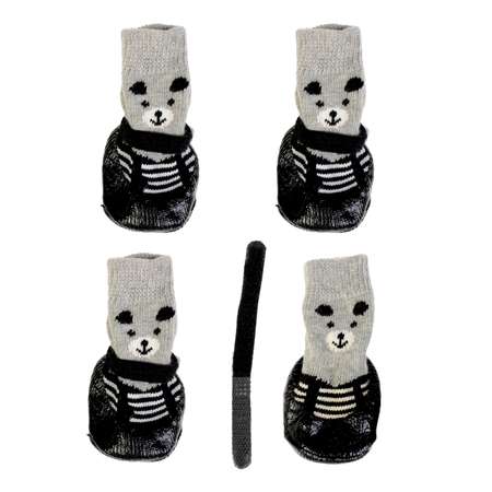 Носки Пижон «Мишки» с прорезиненной подошвой размер S 4 х 5 см черные