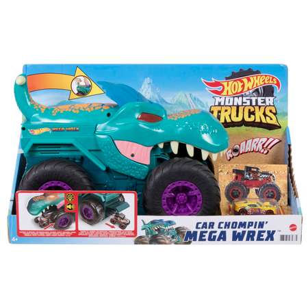 Игровой набор Hot Wheels Автовоз Монстр Трак Хищный Мега Рекс с 1 машинкой