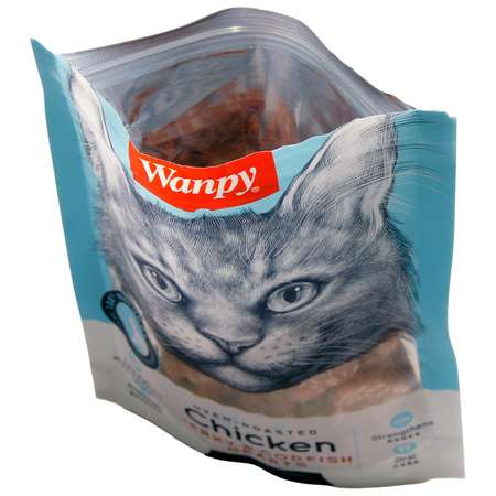 Лакомство для кошек Wanpy Cat 80 г сердечки из курицы с треской