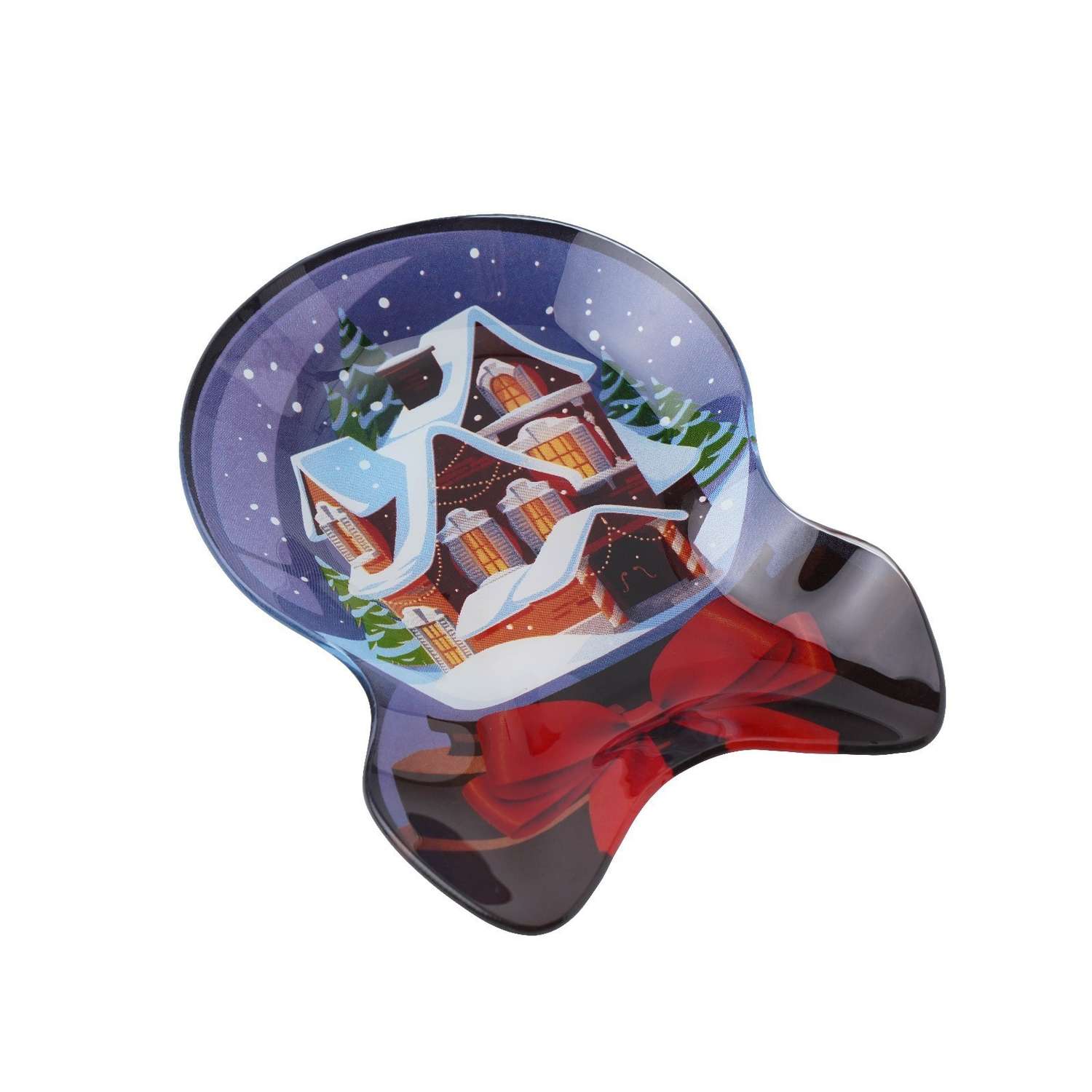 Блюдо Доляна стеклянное сервировочное «Снежный шар» 18.5×13×2 см - фото 2