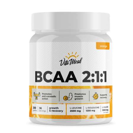 Комплекс Аминокислотный VitaMeal BCAA 2:1:1 (БЦАА) со вкусом апельсин 200г
