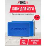 Блок для йоги и фитнеса UNIX Fit голубой, блок для пилатеса и растяжки, 23 х 15 х 7 см, 2 шт.