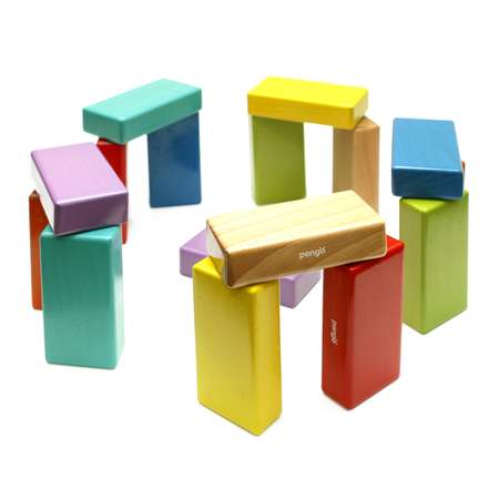 Деревянные кирпичики Pengo Супергладкие кубики кирпичики + карточки с заданиями