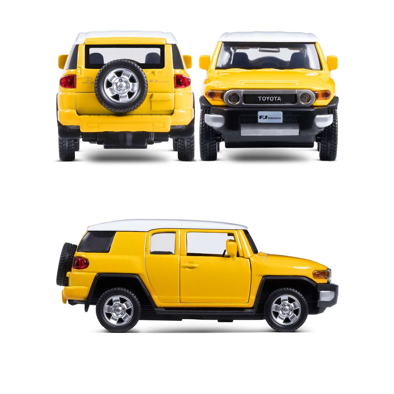 Машинка металлическая АВТОпанорама игрушка детская 1:43 Toyota FJ Cruiser желтый инерционная JB1200134 - фото 4