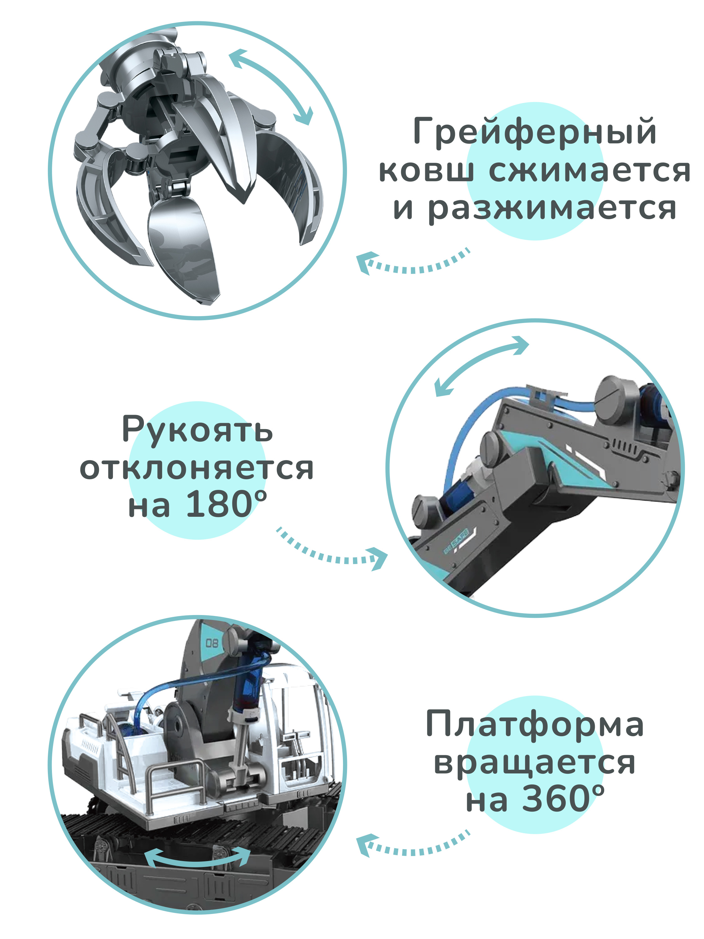 Конструктор гидравлический ON TIME развивающий для детей Грейферный ковш - фото 2