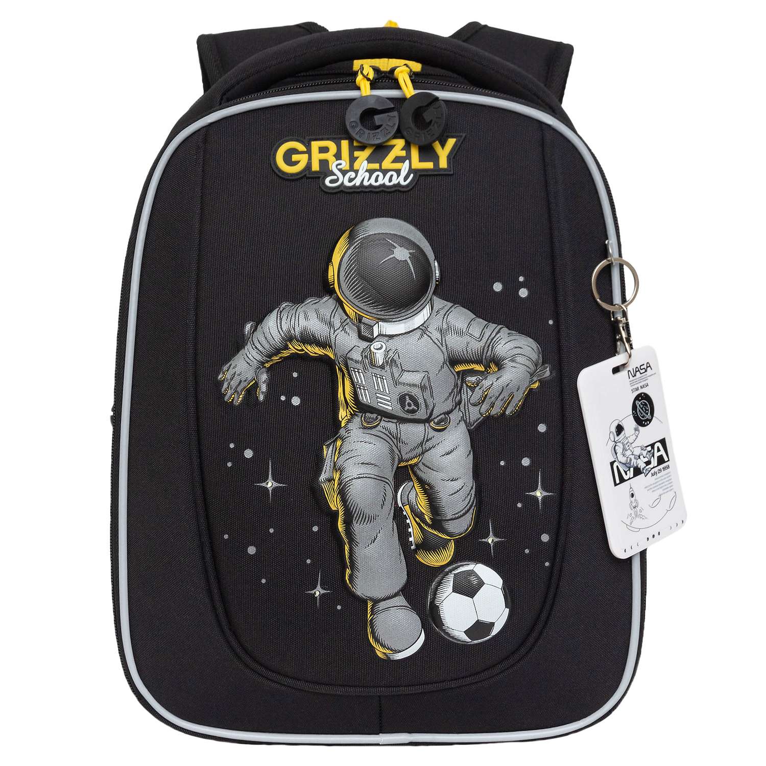 Рюкзак школьный Grizzly Черный-Желтый RAf-393-6/2 - фото 1