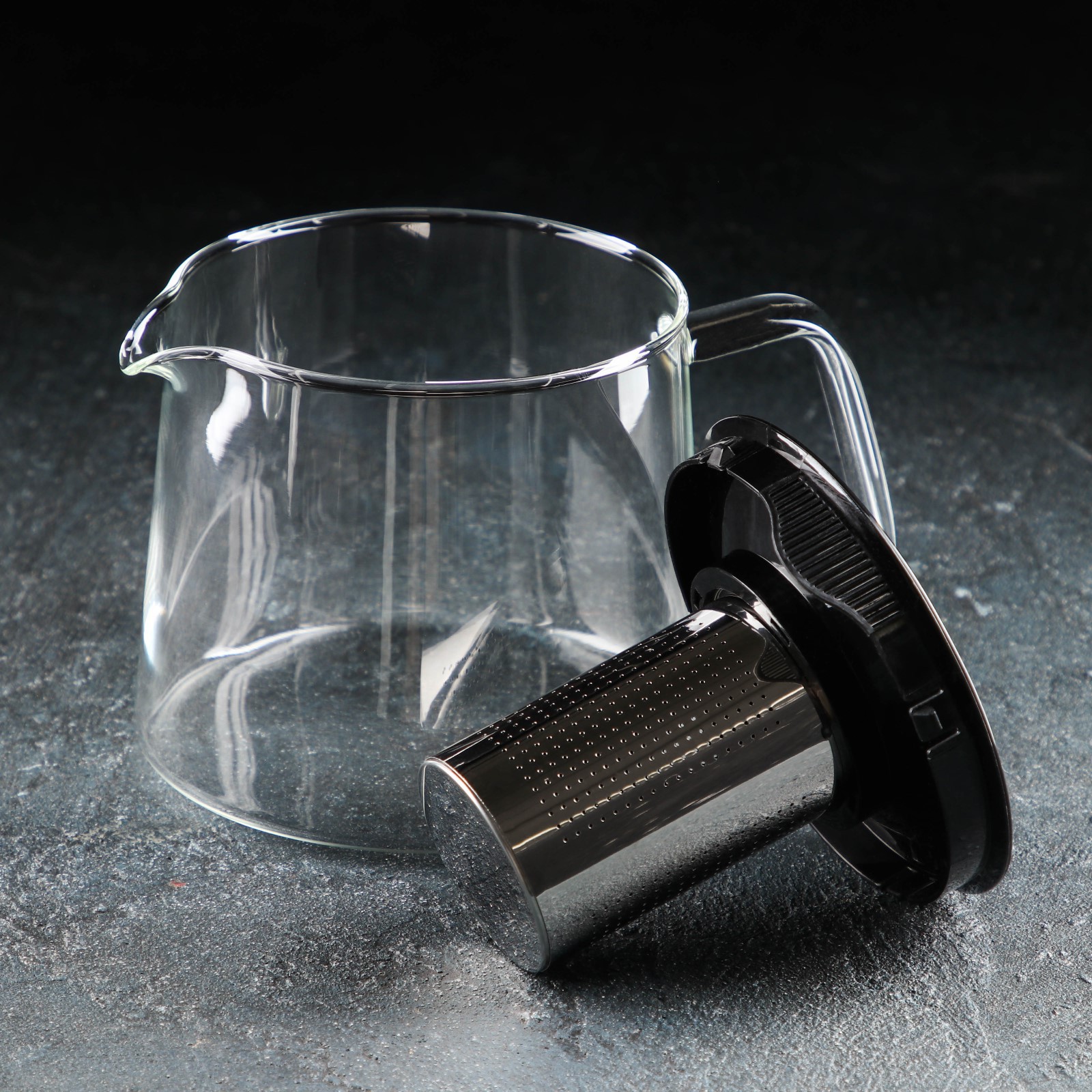 Чайник Sima-Land стеклянный заварочный «Локи» 1 4 л с металлическим ситом цвет чёрный - фото 2