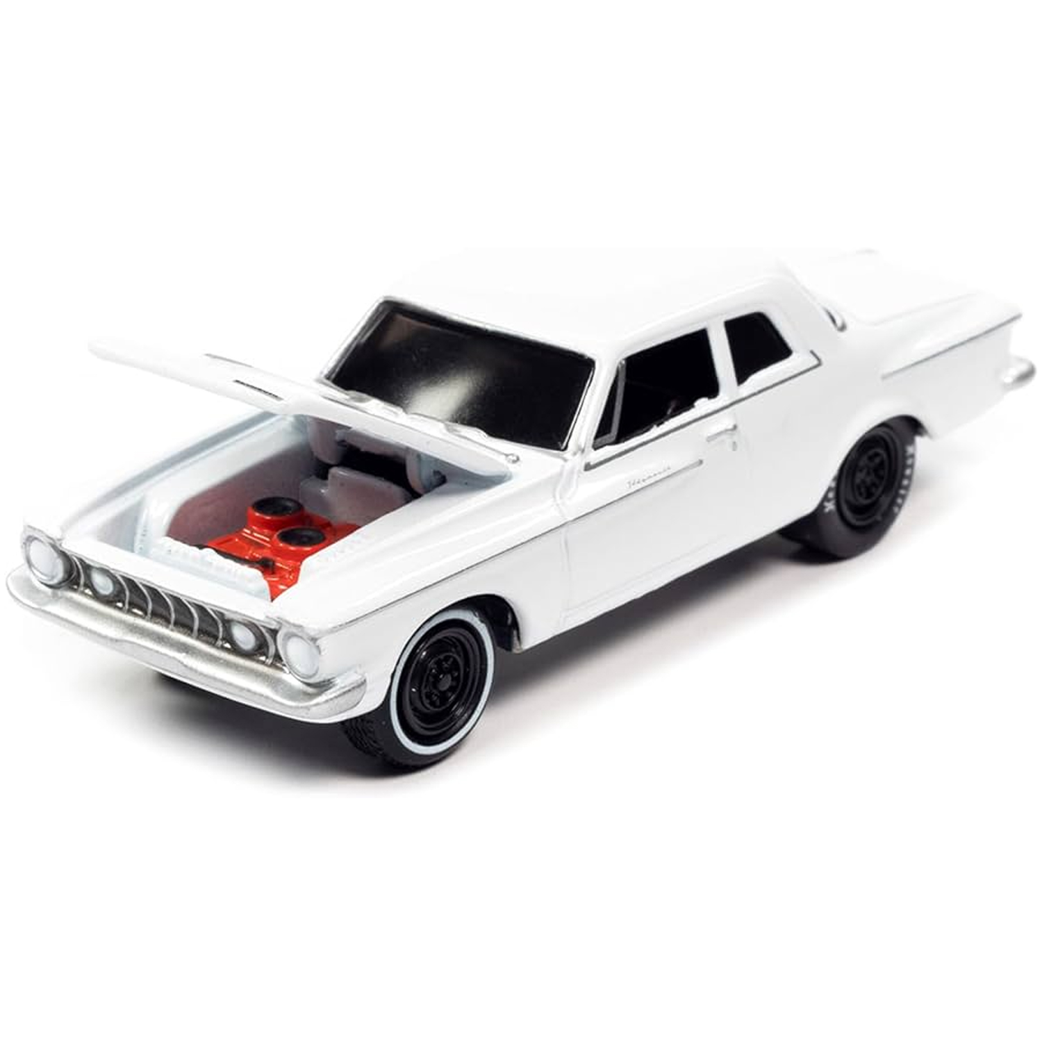 Автомобиль Johnny Lightning 1962 Plymouth Savoy Max Wedge 1:64 белый JLCG029B-R2-N6 - фото 2