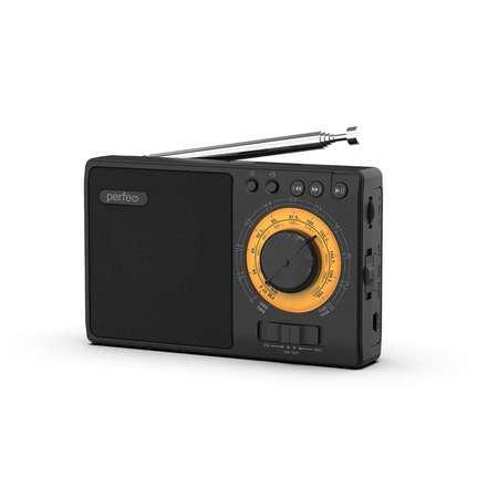 Радиоприемник Perfeo аналоговый всеволновый ЗАРЯ MP3 питание 18650 черный i10BK