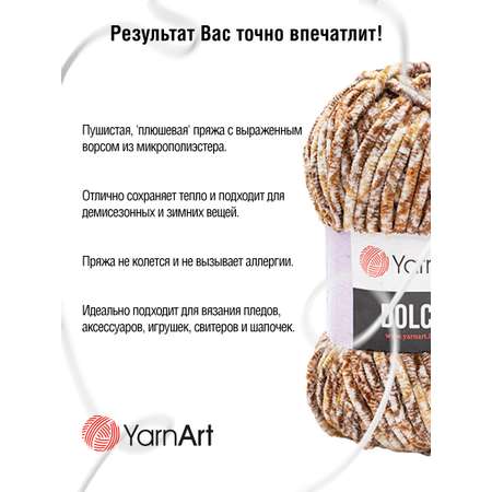 Пряжа для вязания YarnArt Dolce 100 гр 120 м микрополиэстер пушистая плюшевая 5 мотков 811 меланж