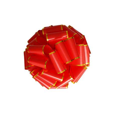 Бант для подарка Riota красный с золотой полоской 35 см 1 шт.