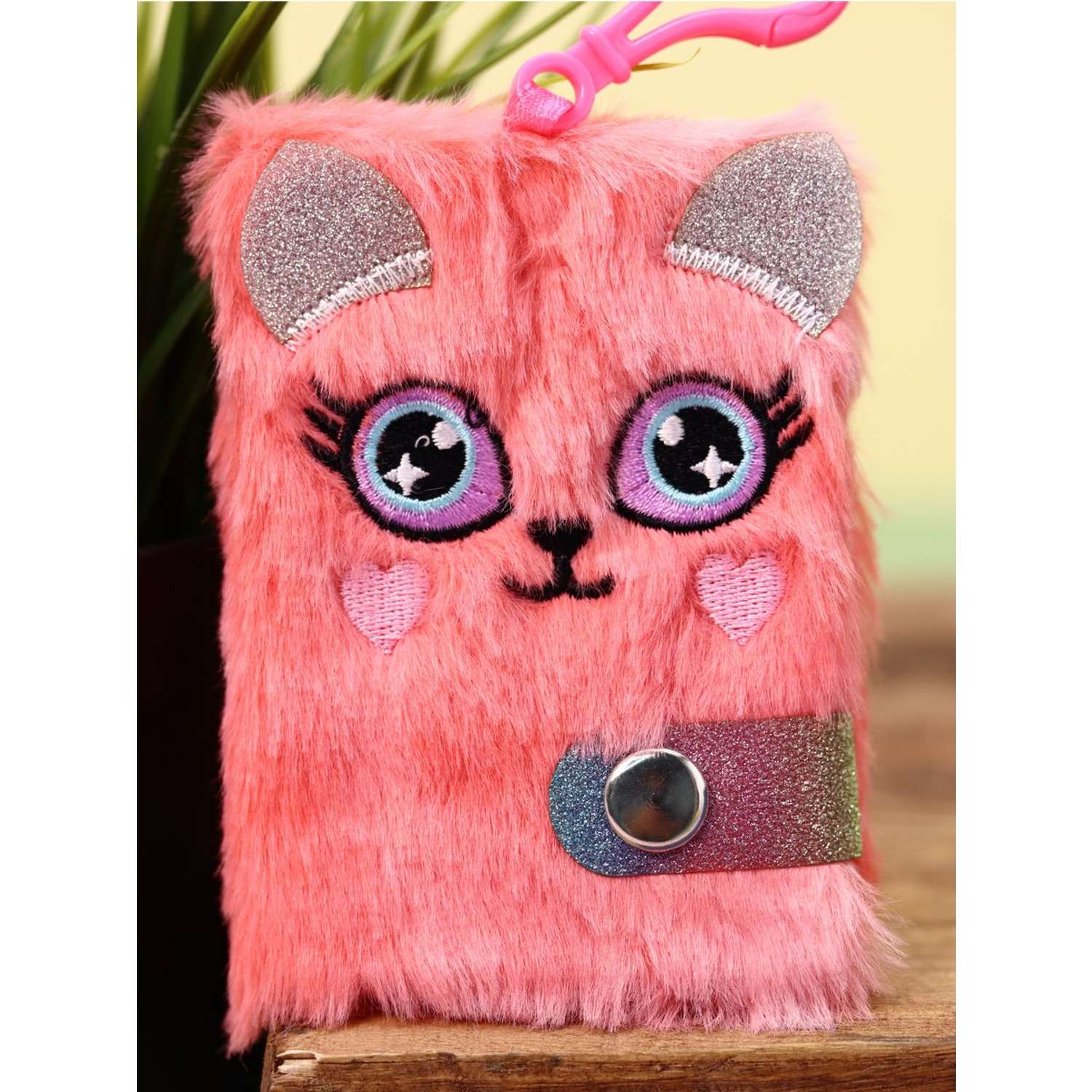 Блокнот плюшевый iLikeGift Cat eyes pink - фото 1