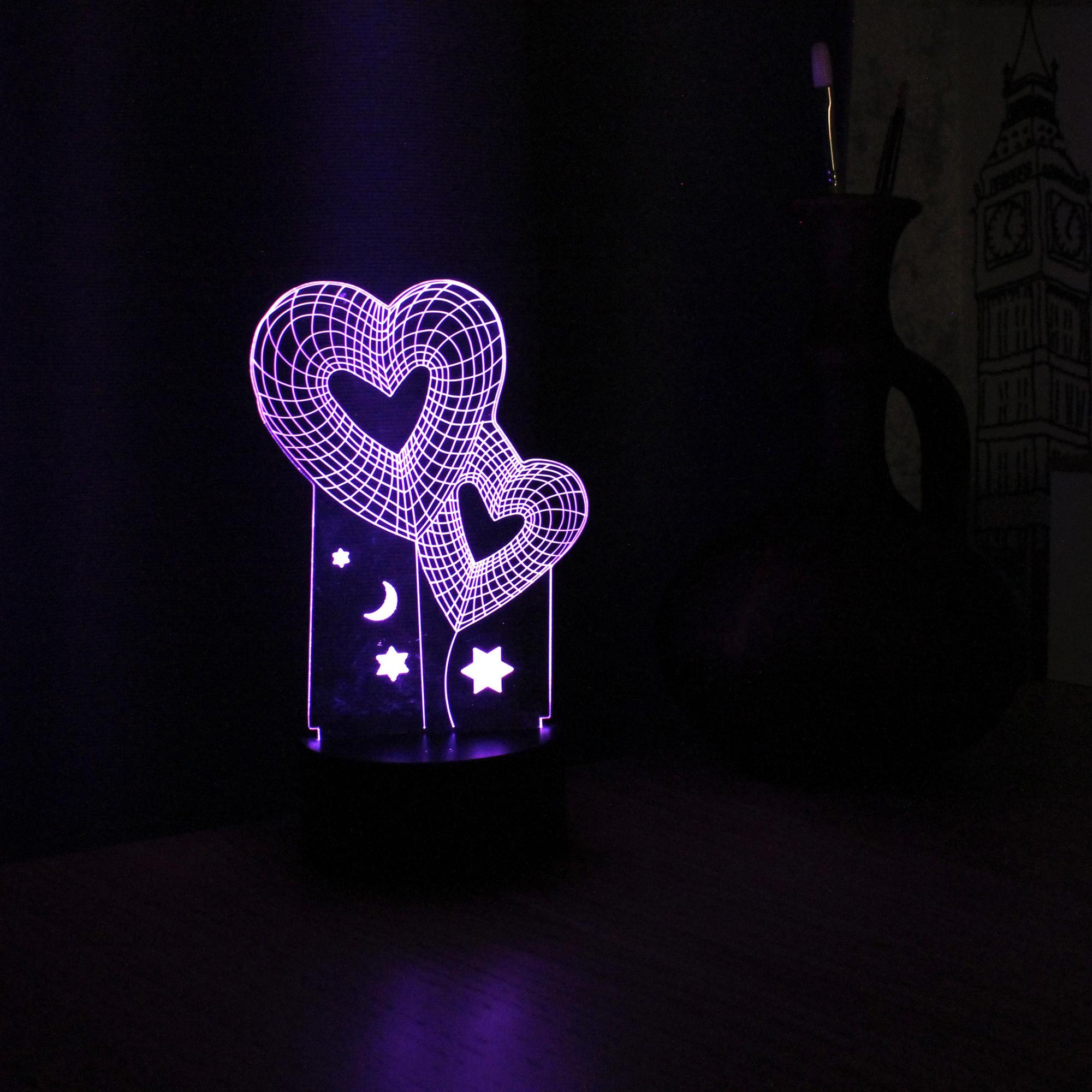 Светильник-ночник декоративный СТАРТ в форме двух сердец - фото 4