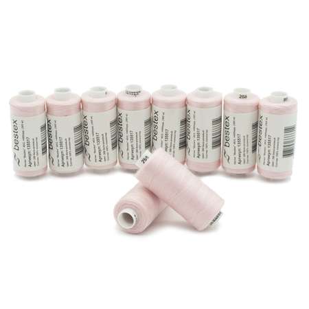 Нитки Bestex универсальные прочные для шитья рукоделия 40/2 400 ярд 10 шт 288 бело - розовый