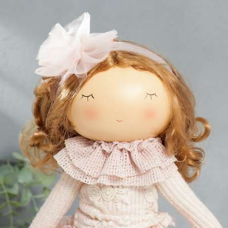 Кукла интерьерная Зимнее волшебство «Малышка Ася в розовом с медведем» 36х13х15 5 см