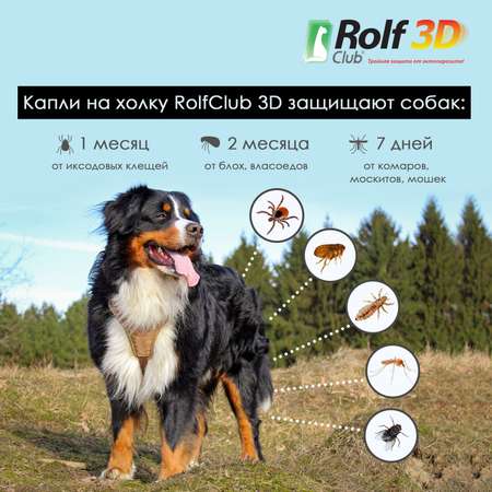 Капли для собак RolfClub3D 40-60кг от блох и клещей 4мл