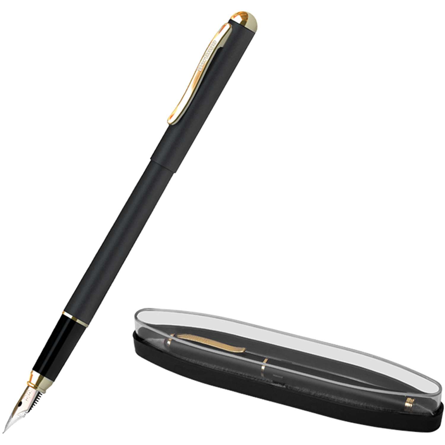 Ручка перьевая Berlingo Velvet Prestige синяя 0.8мм корпус черный/золото - фото 2