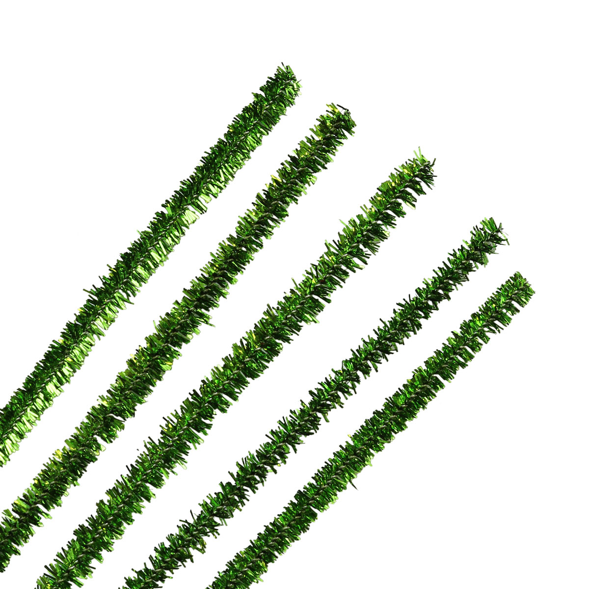 Проволока - синель Astra&Craft с люрексом для рукоделия 6 мм х 30 см 20 шт зеленый - фото 2