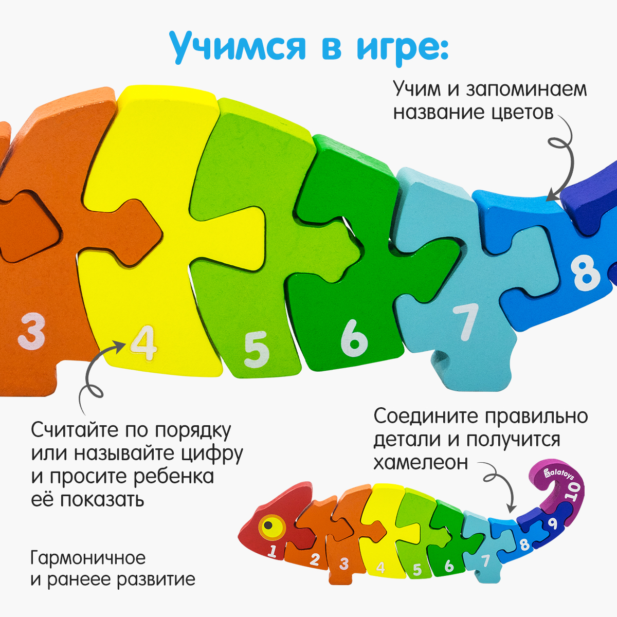 Пазл развивающая игрушка для малышей Alatoys Такса деревянная обучающая сортер Монтессори - фото 4