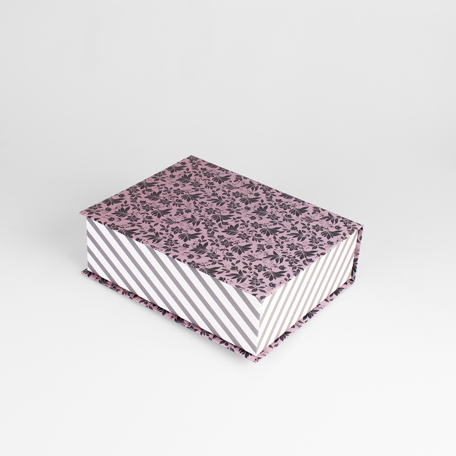 Шкатулка для рукоделия Cartonnage маленькая 170 x 120 x50 мм Цветы/полоски розовый - фото 3